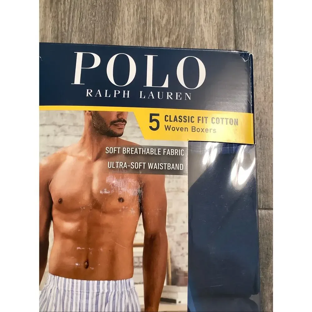 Polo Ralph Lauren Men's XL 5 Pack Classic Fit Cotton Woven Boxers Short V6-9